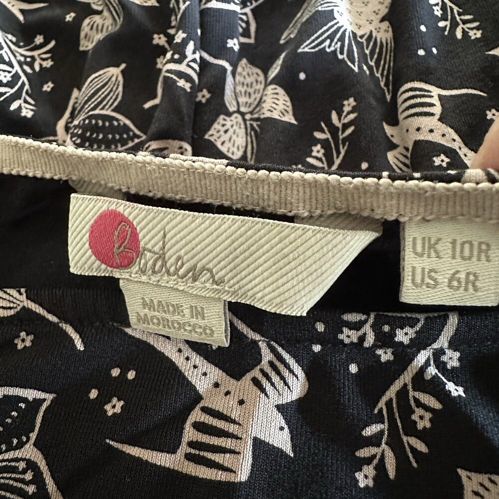Boden Abigail Dress Women Size 6R Bird Print Jersey Knit Long Sleeve Pockets - Picture 13 of 16